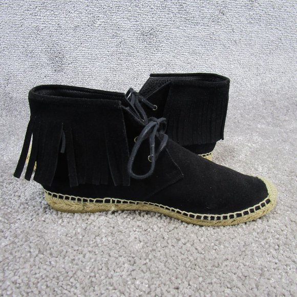 Saint Laurent Ankle Booties Womens Size 38 Eu Espadrilles Black Suede - Picture 5 of 12